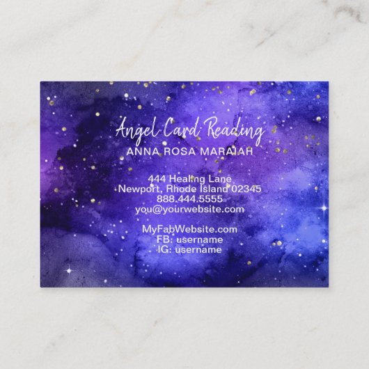 *~* Blue Cosmos Stars Galaxy Angel Wing Universe B Visitekaartje (Achterkant)