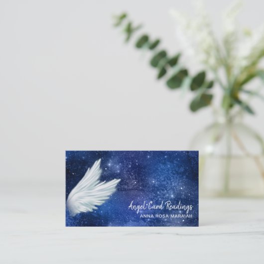 *~* Blue Cosmos Stars Galaxy Angel Wing Universe Visitekaartje (Staand voorkant)