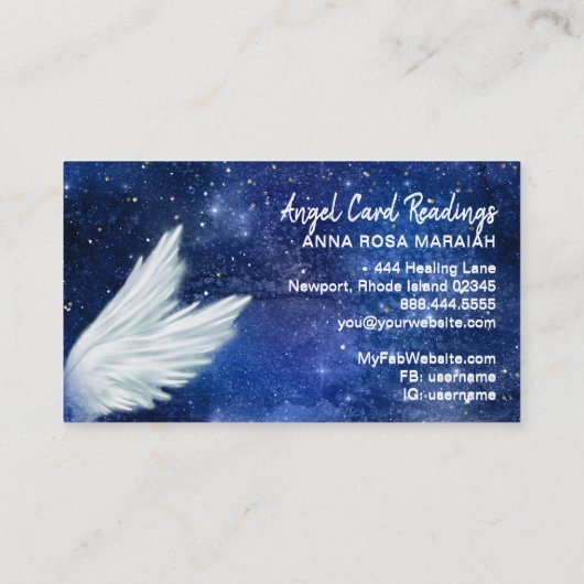 *~* Blue Cosmos Stars Galaxy Angel Wing Universe Visitekaartje (Achterkant)