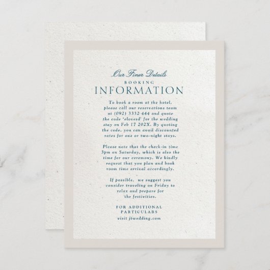 Blue Cotswolds Faux handgemaakt papier details bru Informatiekaartje (Voorkant / Achterkant)