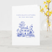 Blue Cottage Nieuw Home Gefeliciteerd Kaart (Gele Bloem)