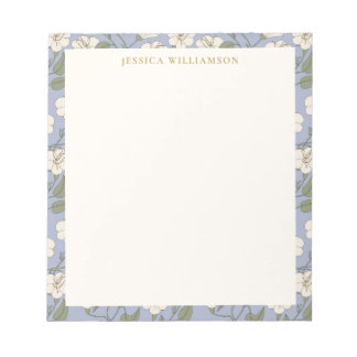 Blue CottageCore Floral Persoonlijke naam Notitieblok