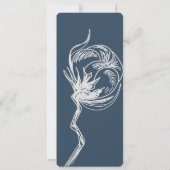 Blue Cotton Planten Line Art Wedding Details Kaart (Achterkant)