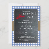 Blue Country Checkfish Boil Engagement Party Kaart (Voorkant)