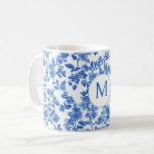 Blue Country Floral Monogram Koffiemok (Voorkant links)