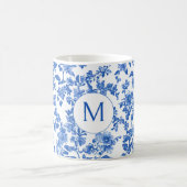 Blue Country Floral Monogram Koffiemok (Center)