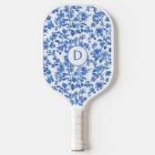 Blue Country Floral Monogram  Pickleball Paddle (Voorkant)