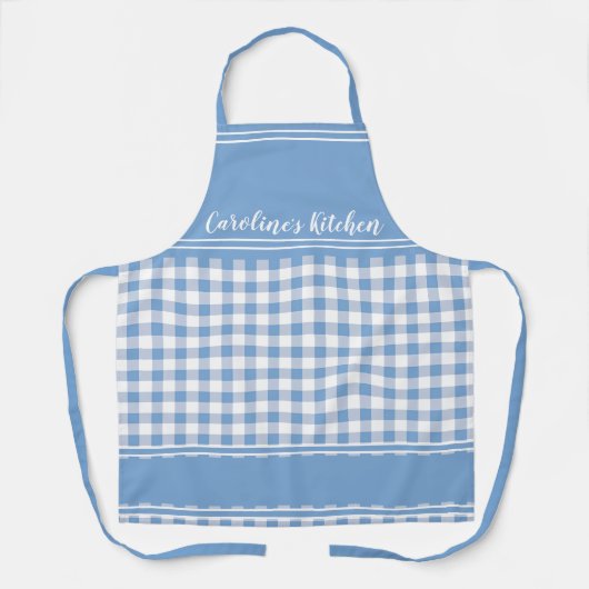 Blue Country Gingham Decor Farmhouse Schort (Voorkant)