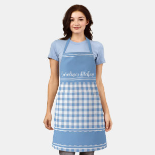 Blue Country Gingham Decor Farmhouse Schort