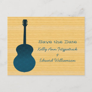 Blue Country Guitar Save the Date Briefkaart