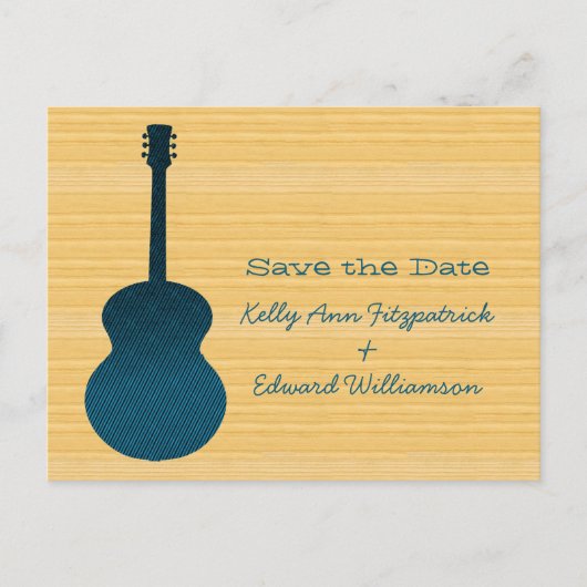 Blue Country Guitar Save the Date Briefkaart (Voorkant)