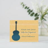 Blue Country Guitar Save the Date Briefkaart (Staand voorkant)