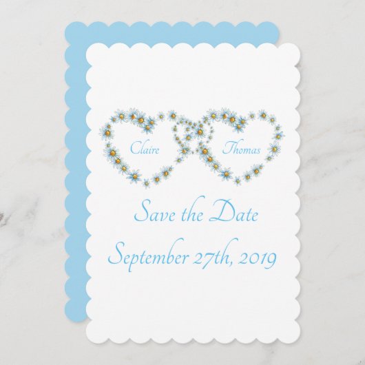 Blue  country Heart Script Weddenschap Save The Date (Voorkant / Achterkant)
