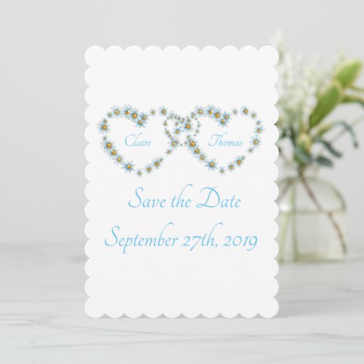 Blue  country Heart Script Weddenschap Save The Date (Staand voorkant)