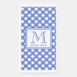 Blue Country Style Gingham Pattern Monogramed Servet