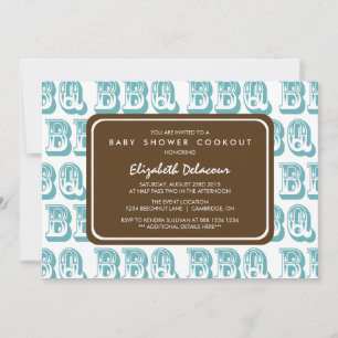 Blue Country Western BBQ Baby shower Uitnodiging