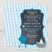 Blue Couples Baby shower BBQ Uitnodiging (Voorkant / Achterkant)