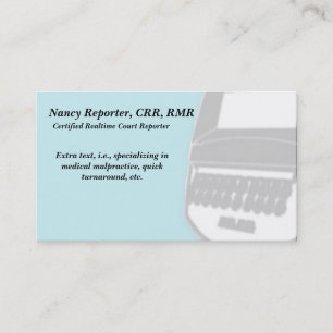 Blue Court Reporter Steno Machine Visitekaartjes