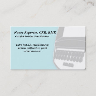 Blue Court Reporter Steno Machine Visitekaartjes