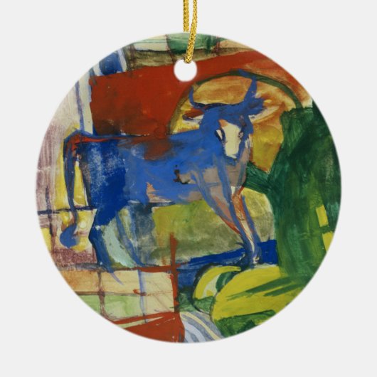 Blue Cow, 1914 (tempera op papier) Keramisch Ornament (Voorkant)