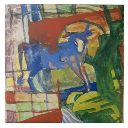 Blue Cow, 1914 (tempera op papier) Tegeltje (Voorkant)