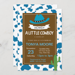 Blue Cowboy Baby shower Invitation Kaart