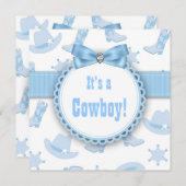 Blue Cowboy Baby Shower Kaart (Voorkant / Achterkant)