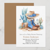 Blue Cowboy Boots Waterverf Baby shower Kaart (Voorkant / Achterkant)
