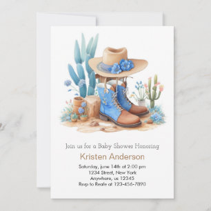 Blue Cowboy Boots Waterverf Baby shower Kaart