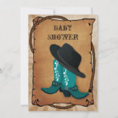 Blue Cowboy Boots western Baby shower Kaart (Voorkant)
