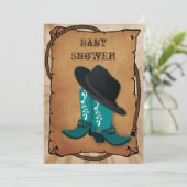 Blue Cowboy Boots western Baby shower Kaart (Staand voorkant)