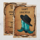 Blue Cowboy Boots western Baby shower Kaart (Voorkant / Achterkant)