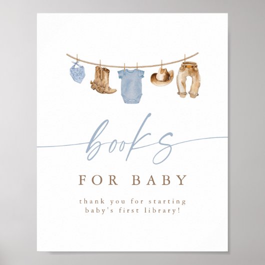 Blue Cowboy Clothesline Books for Baby Poster (Voorkant)