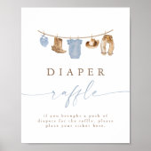 Blue Cowboy Clothesline Diaper Raffle Poster (Voorkant)