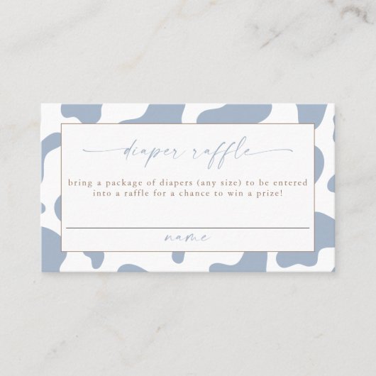 Blue Cowboy Cow Print Diaper Raffle Ticket (Voorkant)