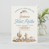  Blue Cowboy eerste Rodeo 1e verjaardag Kaart (Staand voorkant)