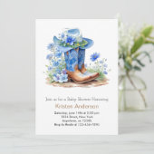 Blue Cowboy laarzen en Pet Baby shower Kaart (Staand voorkant)