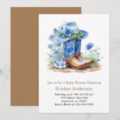 Blue Cowboy laarzen en Pet Baby shower Kaart (Voorkant / Achterkant)