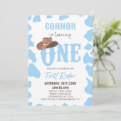 Blue Cowboy ONE Eerste Rodeo Verjaardagsfeest Kaart (Staand voorkant)