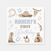 Blue Cowboy Western Birthday Napkins Servet (Voorkant)