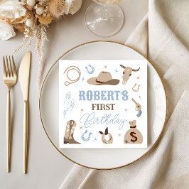 Blue Cowboy Western Birthday Napkins Servet