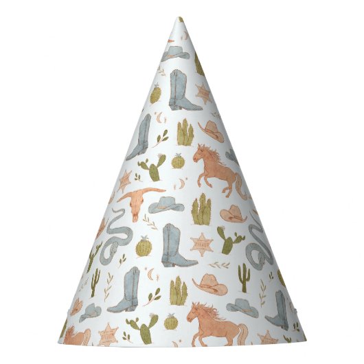 Blue Cowboy Western Verjaardag Feesthoedjes (Voorkant)