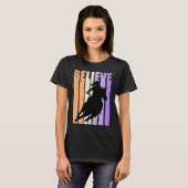 Blue Cowgirl Barrel Racing Believe  Distre T-shirt (Voorkant volledig)
