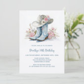 Blue Cowgirl Boots and Hat Birthday Party Kaart (Staand voorkant)