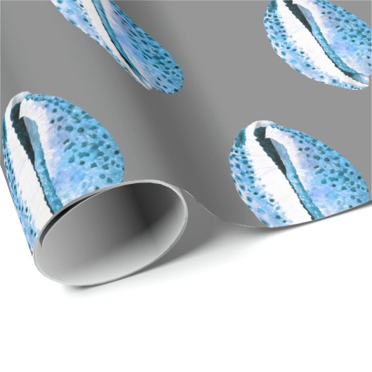 Blue Cowrie Seashells Cadeaupapier (Rol Hoek)