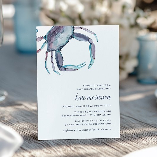 Blue Crab Baby shower Invitation Kaart