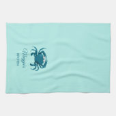 Blue Crab Beach Aqua Kitchen Towel Theedoek (Horizontaal)