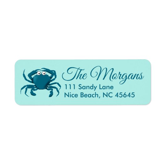 Blue Crab Beach Theme Return Address Label (Voorkant)