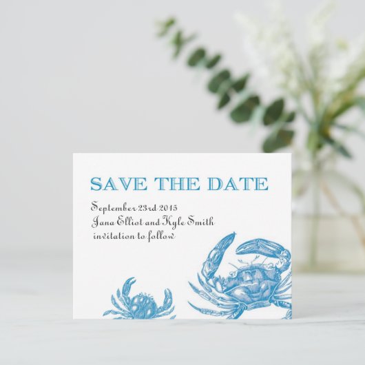 Blue Crab Bewaar de datum Aankondigingskaart (Staand voorkant)