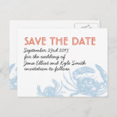 Blue Crab Bewaar de datum Aankondigingskaart (Voorkant / Achterkant)